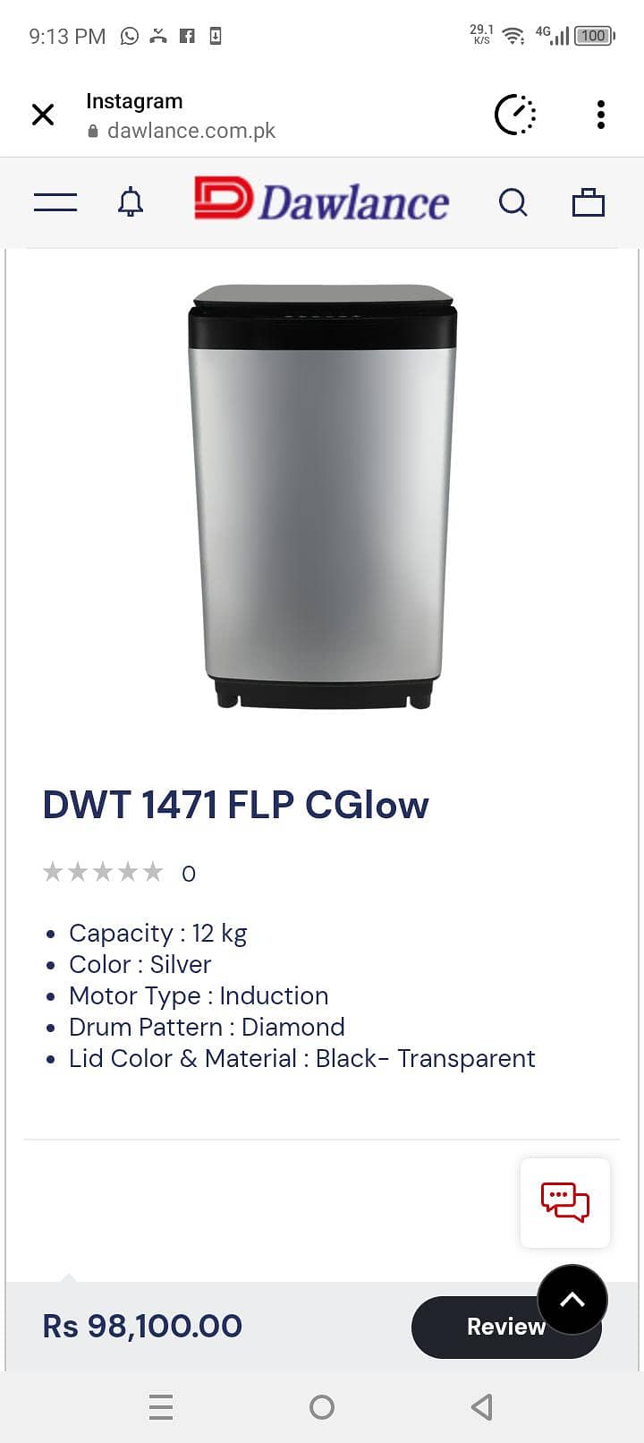 Dawlance C glow top load machine full Automatic 0