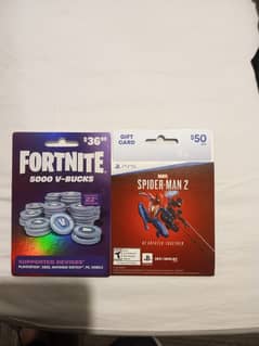 50 usd psn gift card and 36.99 usd fortnite gift card