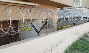 Installation of Concertina Barbed Razor Wire Chainlink Fence Mesh