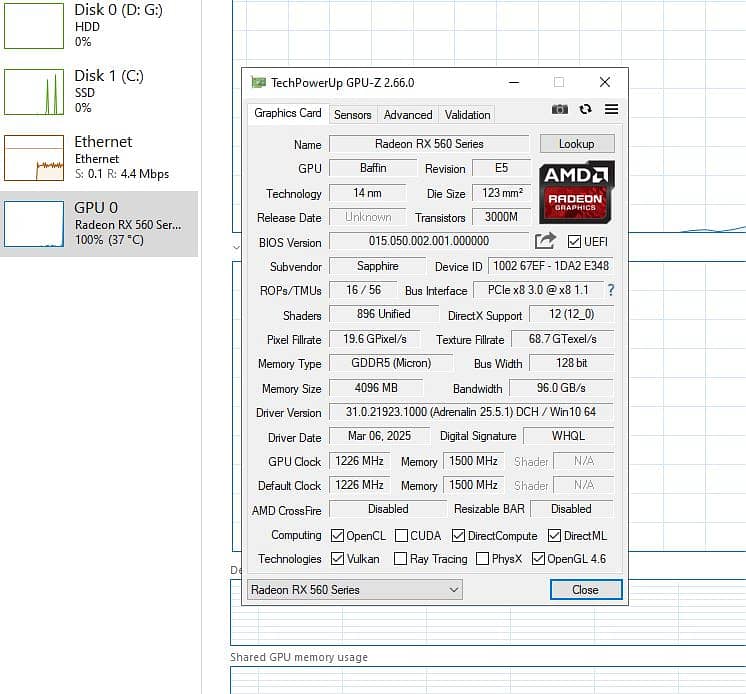 [AMD RADEON ] RX 560 {4gb GDDR 5 }128 bit 7