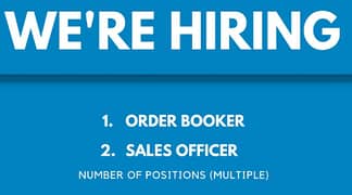 Order Bookers & Salesmen for Food/Confetionary Items