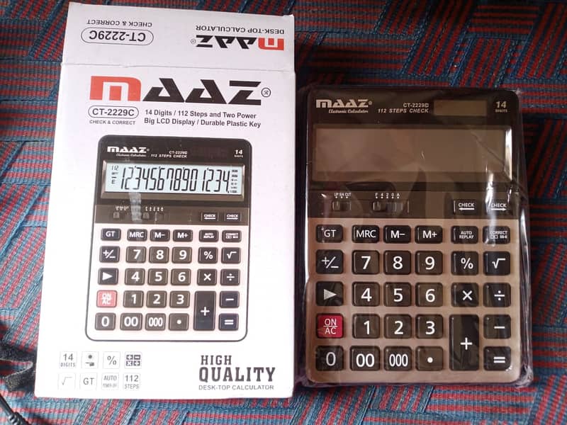 Maaz Big Display Calculator 14 Digits and 112 Steps to Easy Calculate 0