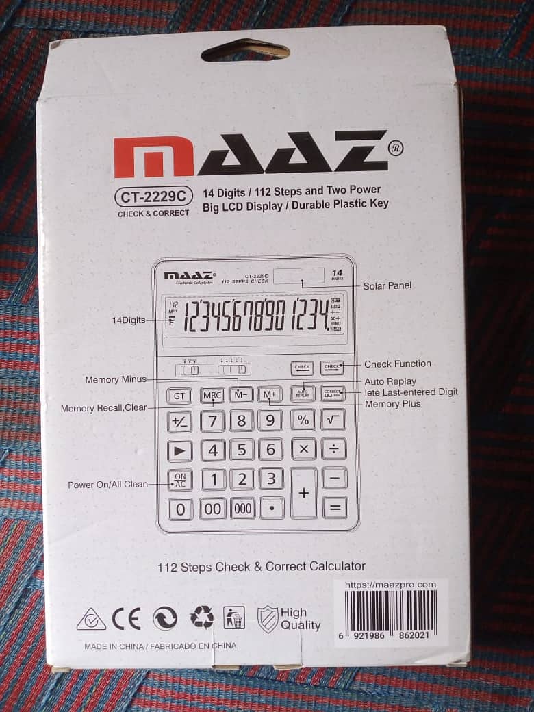 Maaz Big Display Calculator 14 Digits and 112 Steps to Easy Calculate 2