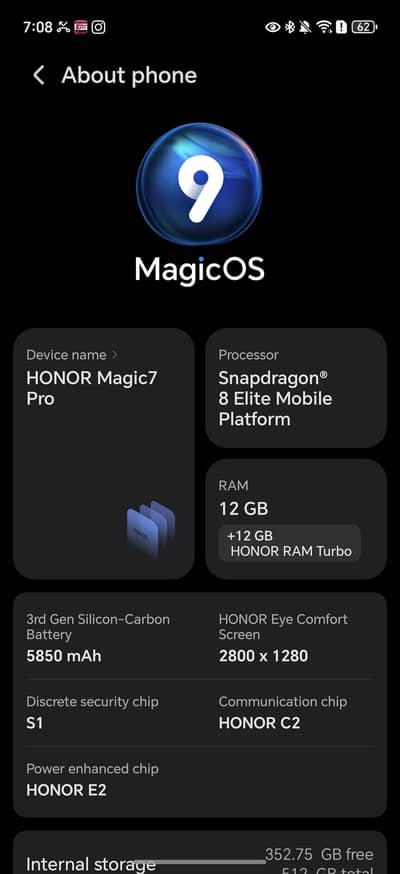 Honor Magic 7 Pro 12GB RAM 256GB Storage Non-PTA