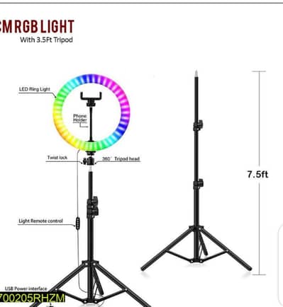 Rgb portable ringlight With stand 26 Cm