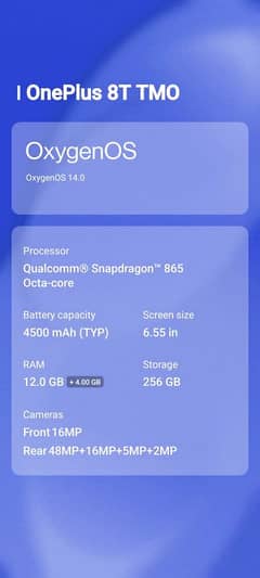 OnePlus 8t singal sim approved 12/256