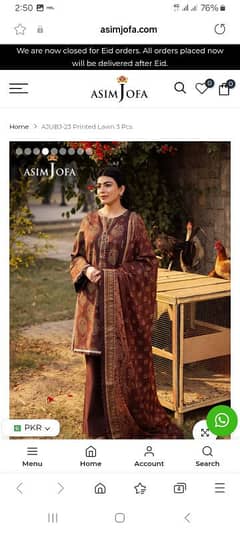 ASIM JOFA ORIGINAL PRINTED 3PIECE SUIT AJUBJ-23