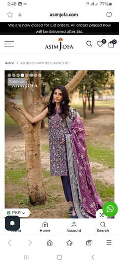 ASIM JOFA ORIGINAL PRINTED 3PIECE LAWN SUIT. AJUBJ-30