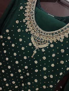 Dark Green Heavy Embroidered Suit – Festive/Party Wear
