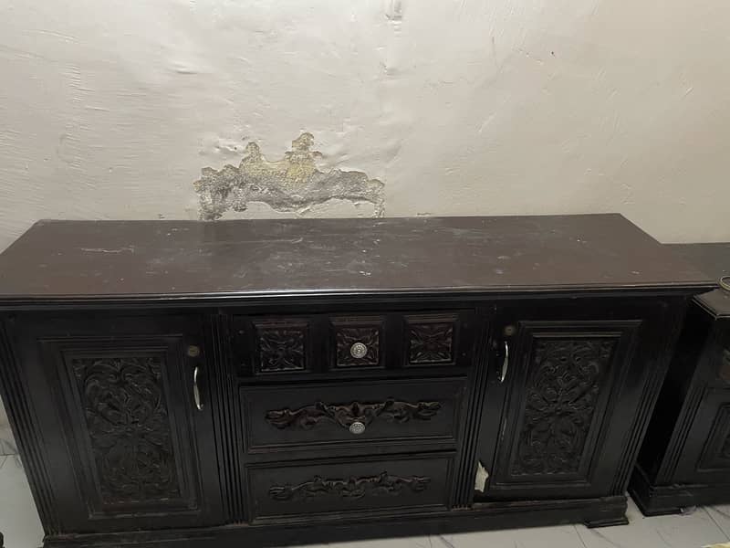 Double bed with side table and dressing table without mattress 0