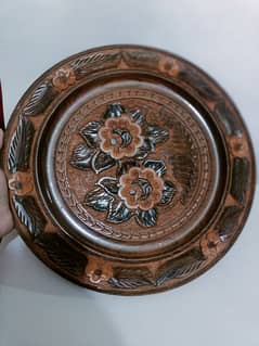 wooden handcarved flower plate wall hanging
