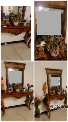 Wooden console with mirror