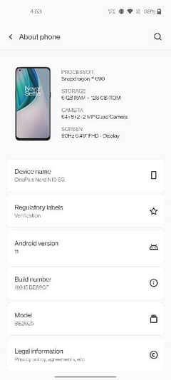 Non-PTA ONEPLUS NORD N10 5G