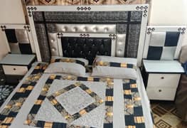 bed with side tables, dressing, showcase,1 center table 2 side table