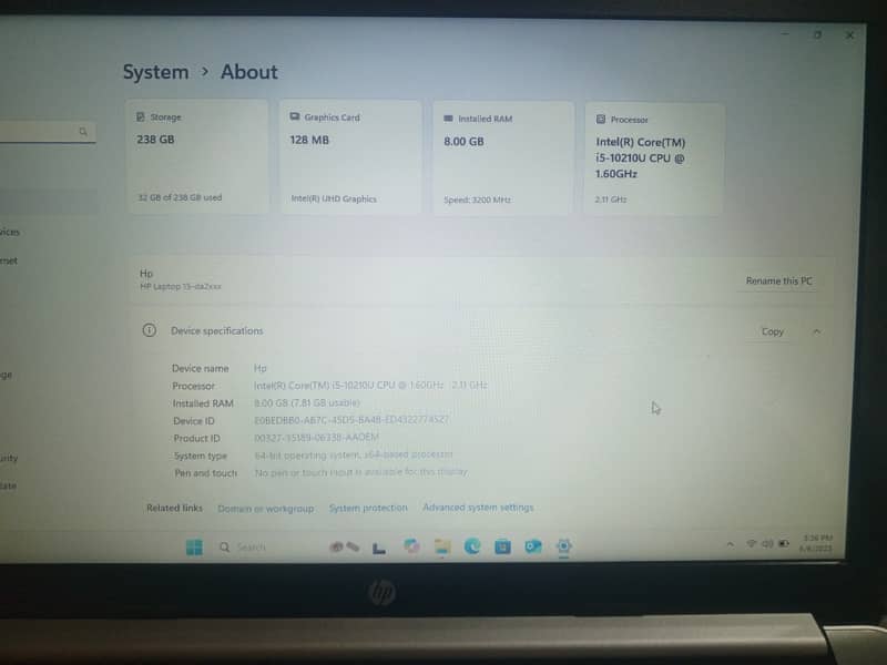 HP 10th Generation, Core i5, Quadcore Processor, 15.6" Display, Win11 5