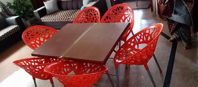 Garden chairs with two center tables
