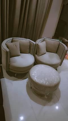 Luxury 2 seater sofa chair with ottoman