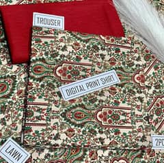 2 Pcs Women's Unstiched Digital Printed Suit