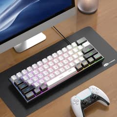 MageGee 60% Mini RGB Wired Gaming Keyboard, 61 Keys, Black White