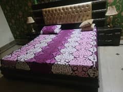 King Size Bed Used With Mattress & Side Tables