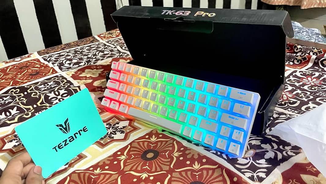 Tezarre TK63 Pro 60% Gaming Mechanical Wireless Keyboard RGB Backlit 8