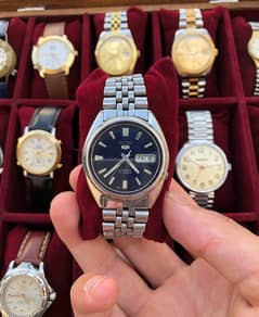 Seiko 5 blue dial watch