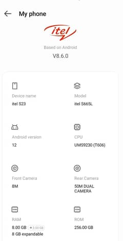 Itell ls23 8+8 _256