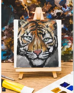Handmade Acrylic Painting Of Tiger