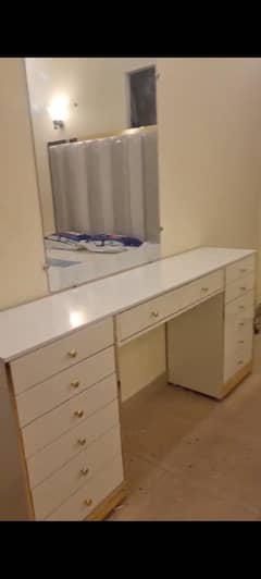 slightly used white and golden modern dressing table/dresser