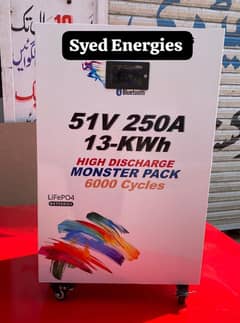 Lithium Battery 48v 250ah 13kwl with LCD Smart BMS Bluetooth