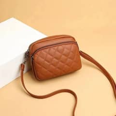 Chic brown PU leather Embroided Women,s Shoulder bag.