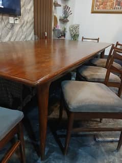 Vintage diyar wooden dining table setwith 8 chairs