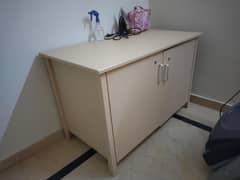 Table DESK Cabinet WOODEN legs light brown color