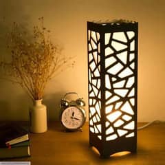 Big Size Wooden Side Table Lamp With Laser Cutting