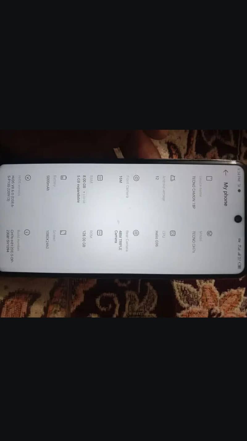 tecno coman 18p with box  memory 8+5 '128 2