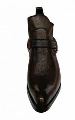 cowboy leather long shoes with a heavy chain black