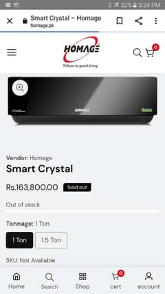 Homage crystal series inverter ac 1 ton