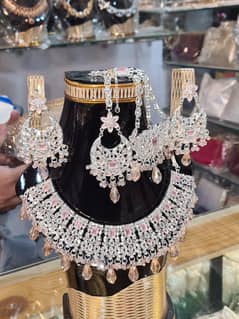 Bridle Jewlery , Pink Peach Jewlery Set  , Artificial Jewlery
