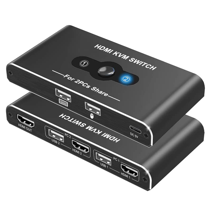 2 Port HDMI Switcher 2 Port USB KVM Switch 2 in 1 Out HD Switch 1