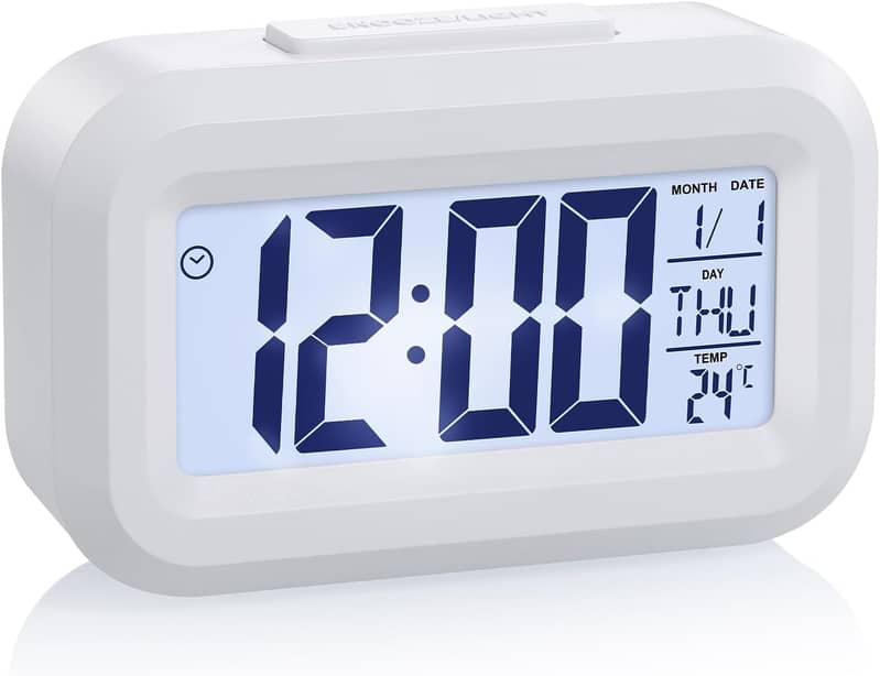 Digital Alarm Clock, Transparent LCD Display with Indoor Temperature, 3