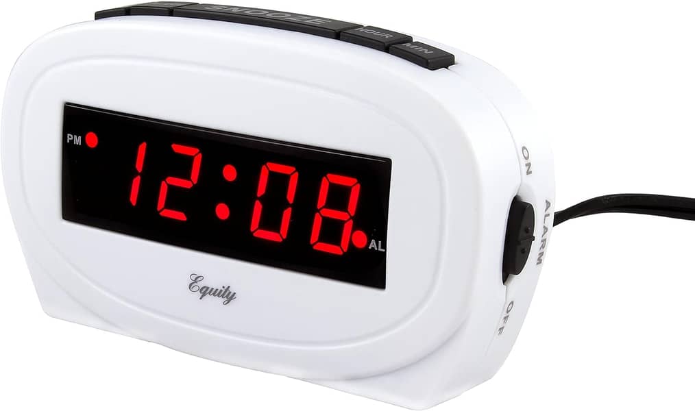 Digital Alarm Clock, Transparent LCD Display with Indoor Temperature, 4