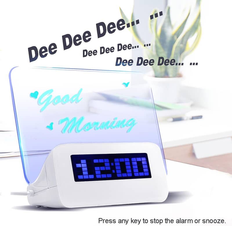 Digital Alarm Clock, Transparent LCD Display with Indoor Temperature, 18