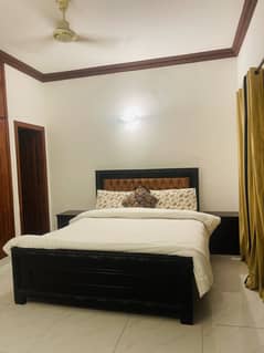 Wooden full size  stylish bed with mattress & side tables
