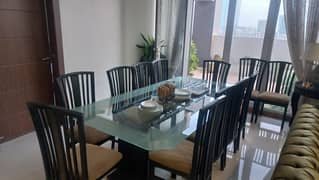 12 Chairs Dinning Table with Glass Top