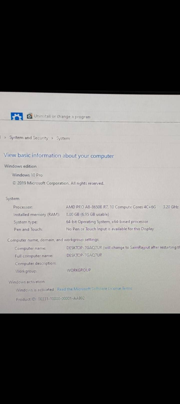 GAMING PC WITH FULL SETUP WITH MONITOR 19 INCHES AND RGB KEYBOARD ETC 2