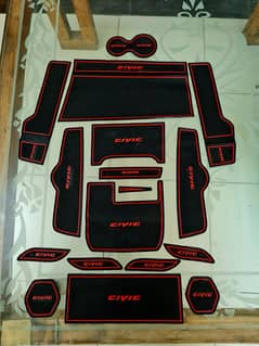 Honda Civic X Rubber Anti Slip RED mats set 2016 - 2021