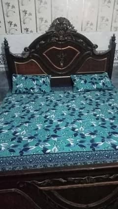 wooden king size bed with mattress