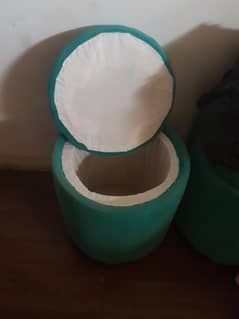 cushioned fabric stools with storage,