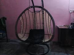 Wicker Rattan Swing Chair with Stand, Cushion and Cover