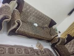 5 seater sofa with glass table